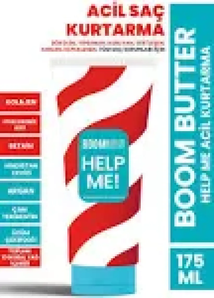 Boom Butter Help Me Saç Bakım Kremi - Acil Onarıcı ve Parlatıcı, 10 Doğal Yağ ve Kolajen ile Zenginleştirilmiştir, 200 ml