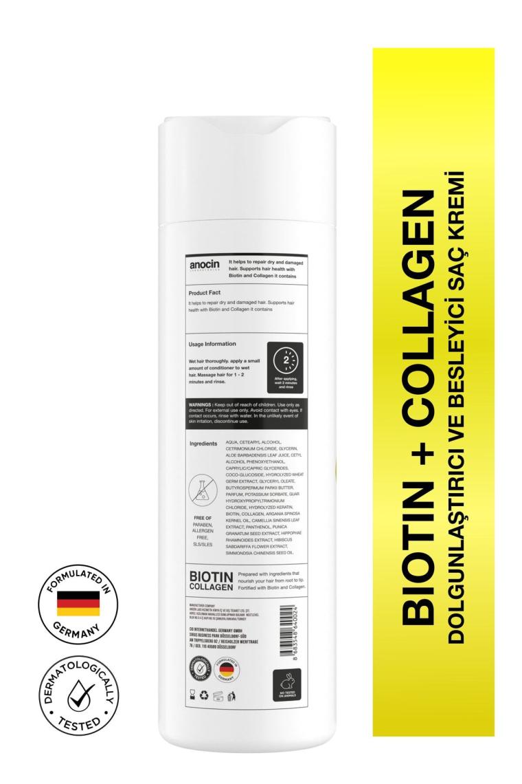 Anocin Bitkisel Sülfatsız - Tuzsuz - Biotin + Collagen Saç Kremi, Karşıtı Saç Kremi 250 ml