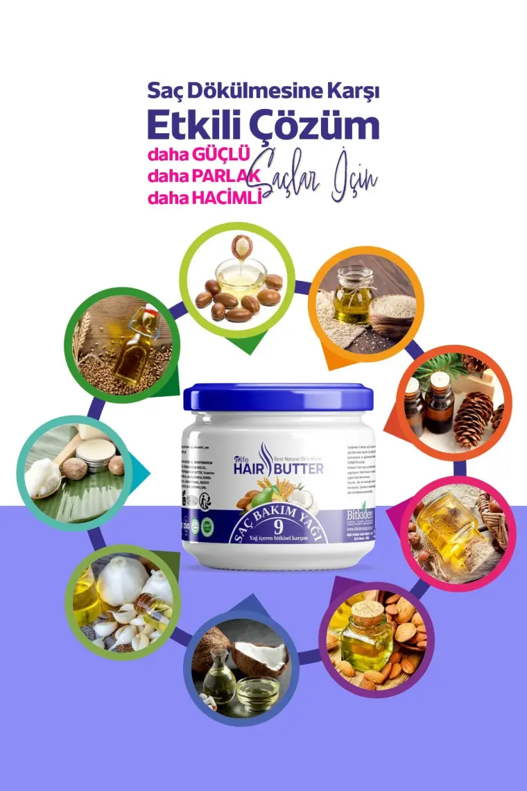 Nlife Hair Butter Saç Bakım Kremi 9 Bitkisel Yağ Karışımı 190 Ml