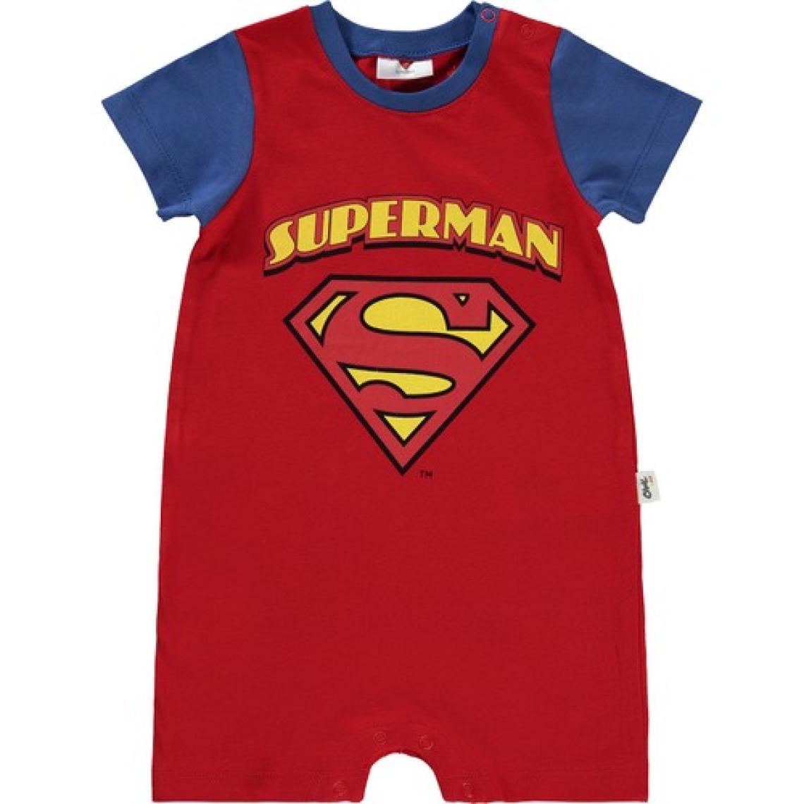 Superman Süperman Erkek Bebek Patiksiz Tulum  6-18 Ay Kırmızı