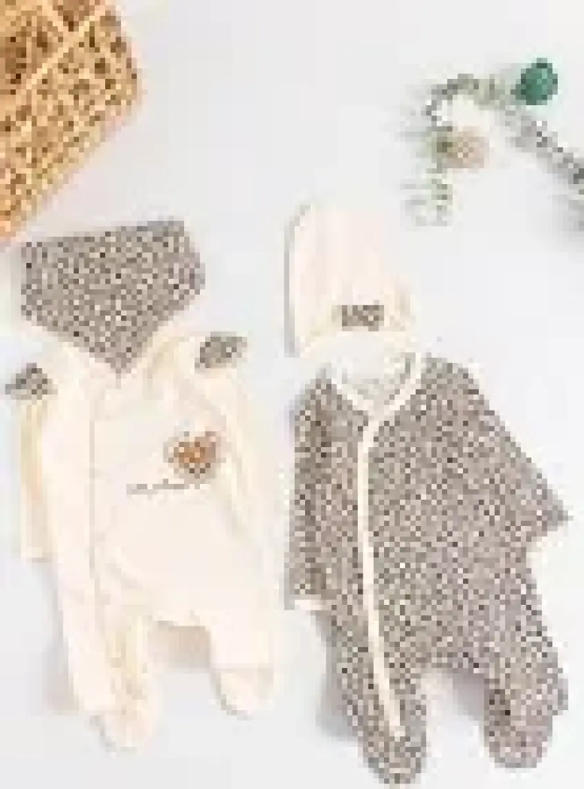 Babymod Leopar Desenli 2'li Uzun Kollu Kız Bebek Tulum Takım