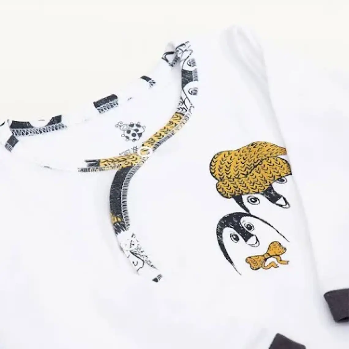 Ecocotton Pingu Baskısız Tulum Beyaz 3-6 Ay