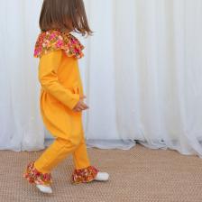 Kız Bebek Lotus Hardal Çiçekli Uzun Kollu Çıtçıtlı Yakalı Tulum