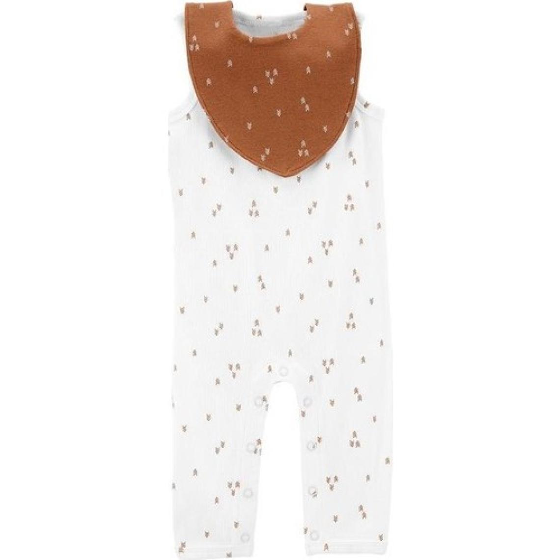 Carter's Layette Bebek 2'li Tulum Şapka Set Beyaz, Kahverengi Önlüklü