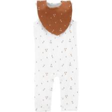 Carter's Layette Bebek 2'li Tulum Şapka Set Beyaz, Kahverengi Önlüklü