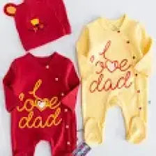 Babymod I Love Dad Taraftar Sarı Kırmızı Ikili Bebek Tulum Takım