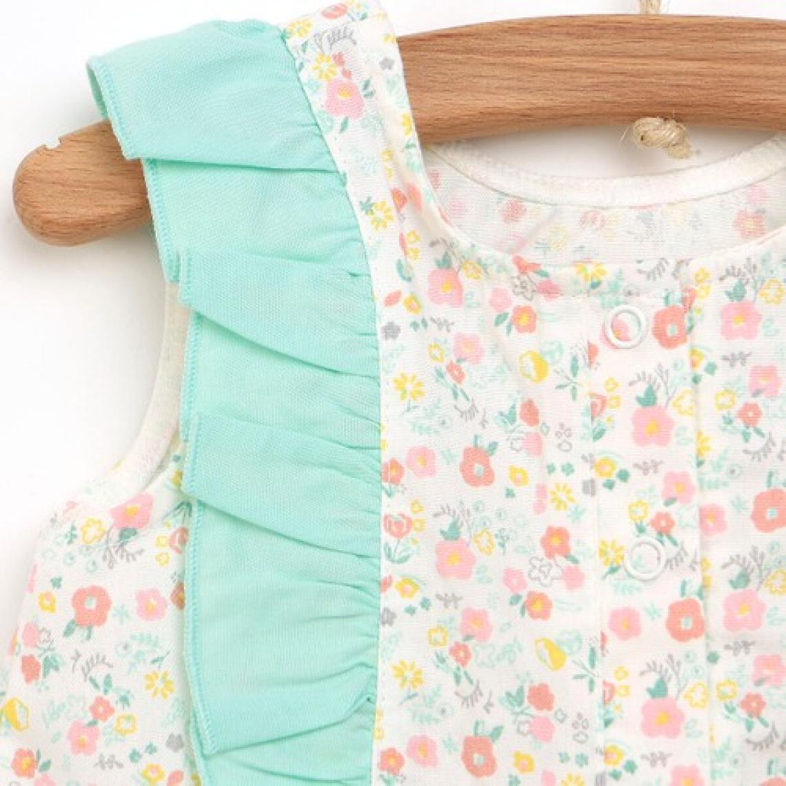 Bebbek Colorful World Çiçekli Fırfırlı Barbatöz Kız Bebek