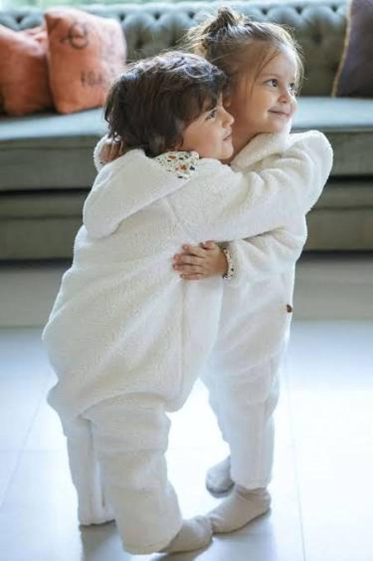 Little Gusto Kapüşonlu Wellsoft Tulum Bebek Beyaz