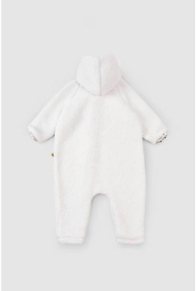 Little Gusto Kapüşonlu Wellsoft Tulum Bebek Beyaz