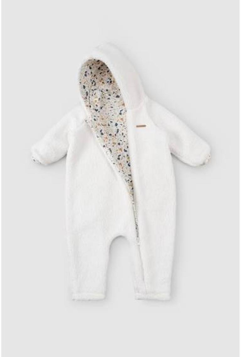 Little Gusto Kapüşonlu Wellsoft Tulum Bebek Beyaz