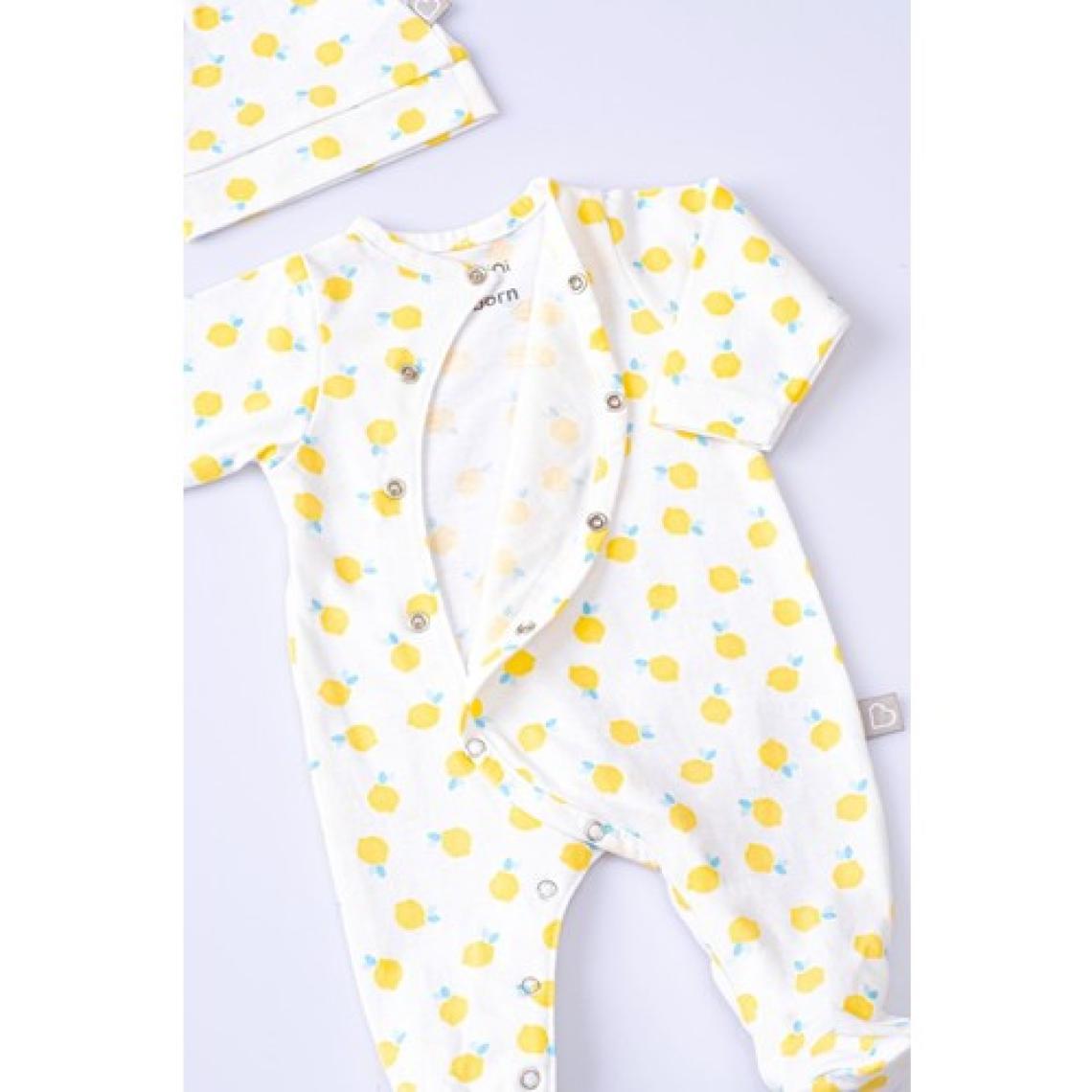 Boumini Bebek Patikli Tulum Şapka Set Sarı Limonlar