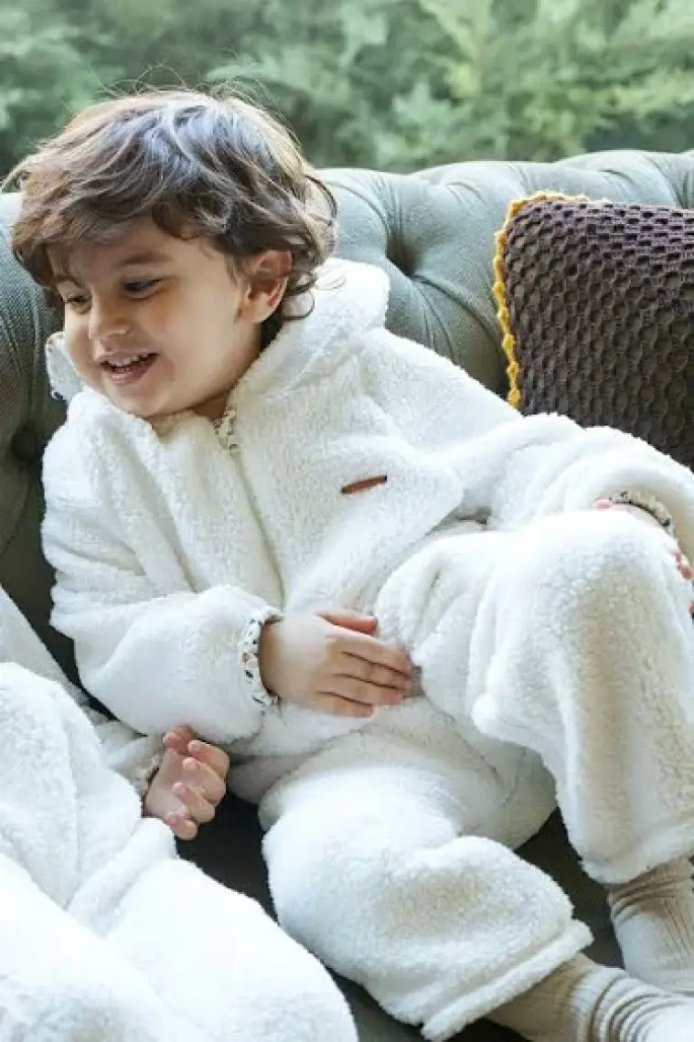 Little Gusto Kapüşonlu Wellsoft Tulum Bebek Beyaz