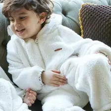 Little Gusto Kapüşonlu Wellsoft Tulum Bebek Beyaz