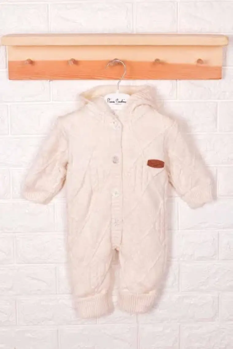 Welsoft Astarlı Triko Kışlık Bebek Tulum, Unisex Kürklü Peluş Dolgulu