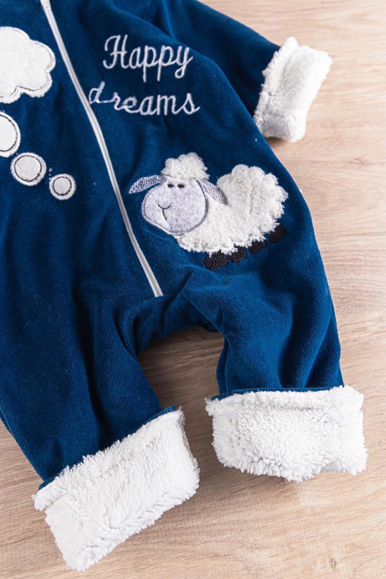 Kuzu Figürlü Welsoft Peluş Astarlı Kadife Kız/erkek Bebek Tulum
