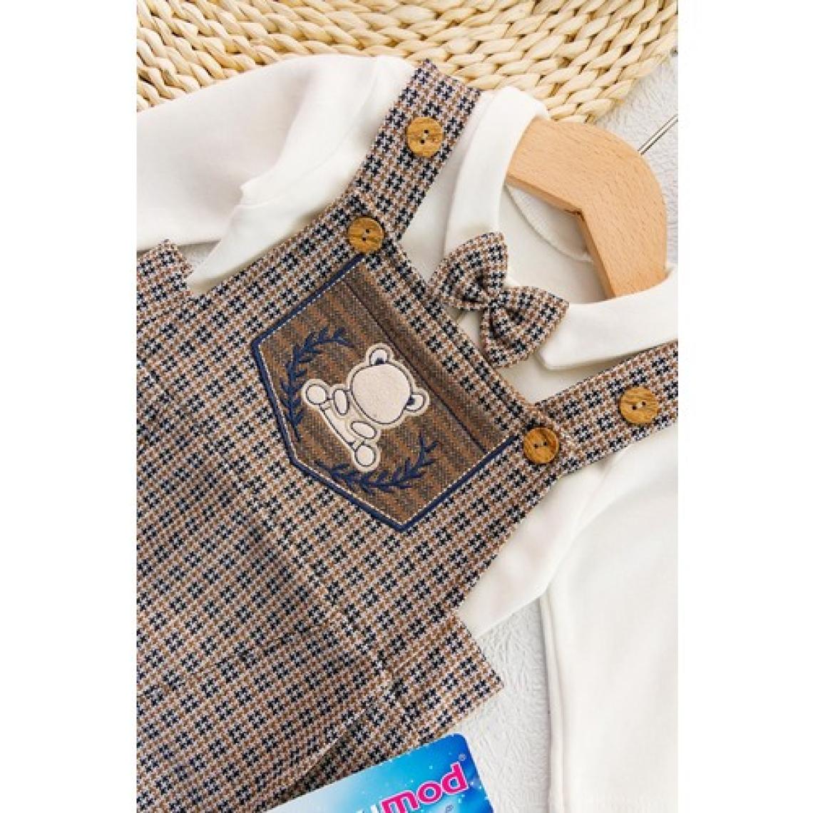 Babymod Vintage Desenli Şapkalı Erkek Bebek Tulum Salopet Takım