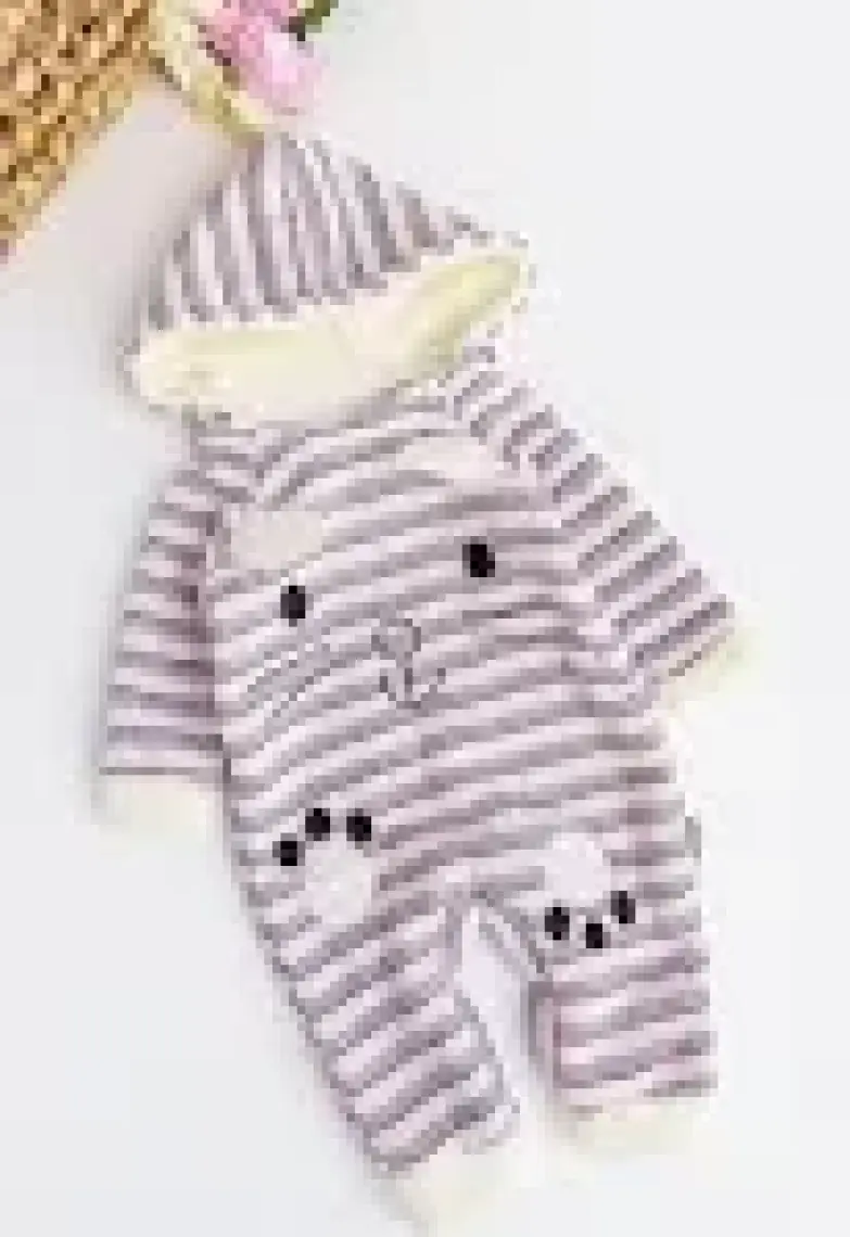 Babymod Tavşan Figürlü Kapüşonlu Içi Peluş Kız Bebek Tulum