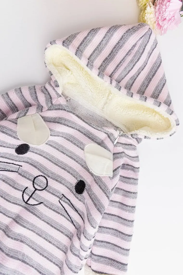 Babymod Tavşan Figürlü Kapüşonlu Içi Peluş Kız Bebek Tulum