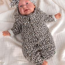 Leopar Desenli Bandanalı Kız Bebek Tulum