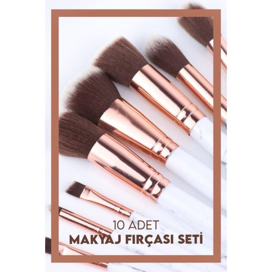 Mujgan 10'lu Makyaj Fırça Seti Beyaz Sap - Siyah Uç