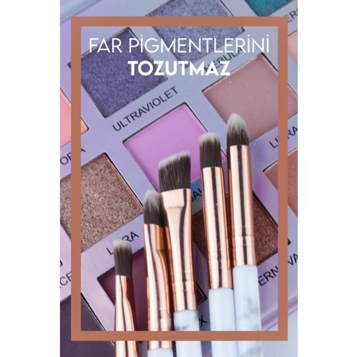 Mujgan 10'lu Makyaj Fırça Seti Beyaz Sap - Siyah Uç