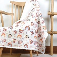 Fluffy Bebek Battaniyesi Anne Bebek Yenidoğan 80x100 Cm Gök Pudra Koyun Tüyü Battaniye