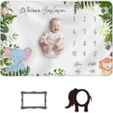 Moky Design Bebek Aylık Anı Battaniyesi 150 x 100 cm Bebek Önlük Yeni Doğan Seti