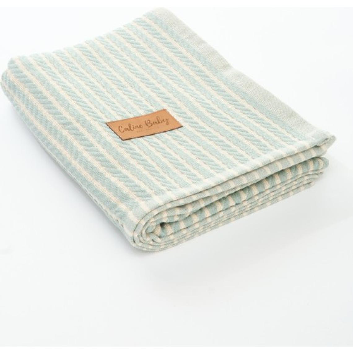 Caline Baby Premium %100 Pamuk Saç Örgü Bebek Pikesi| 115x90 cm| Yeşil