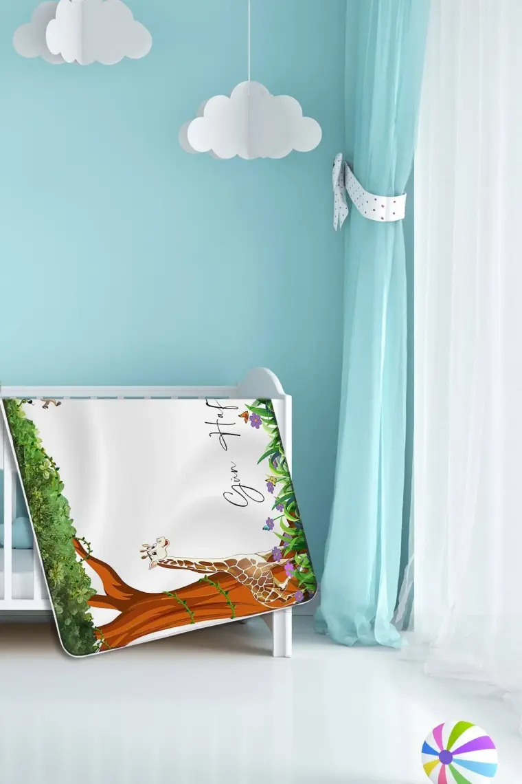 Moky Design Yenidoğan Erkek Kız Bebek Anı Battaniyesi, Yeni Doğan Hediyelik, Anı Kartları, Hayvanlı, 150 x 100 cm