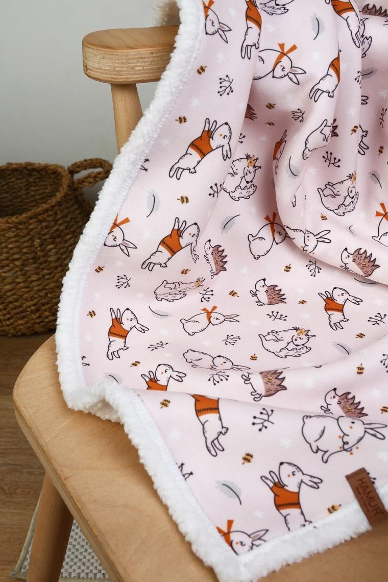 Fluffy Bebek Battaniyesi Anne Bebek Yenidoğan 80x100 Cm Tavs Pudra Koyun Tüyü Battaniye
