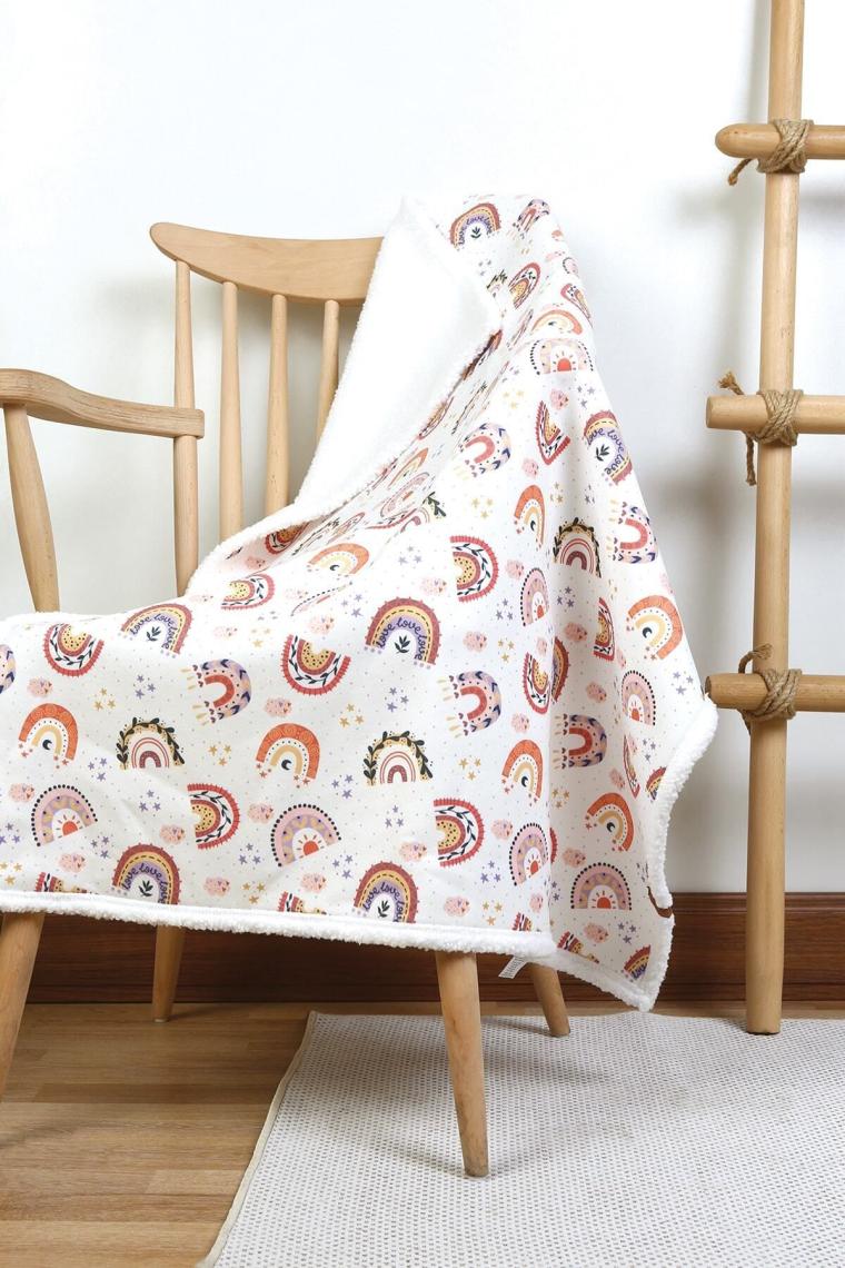 Fluffy Bebek Battaniyesi Anne Bebek Yenidoğan 80x100 Cm Gök Pudra Koyun Tüyü Battaniye