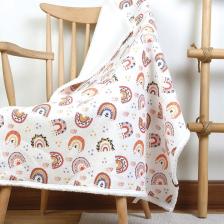 Fluffy Bebek Battaniyesi Anne Bebek Yenidoğan 80x100 Cm Gök Pudra Koyun Tüyü Battaniye