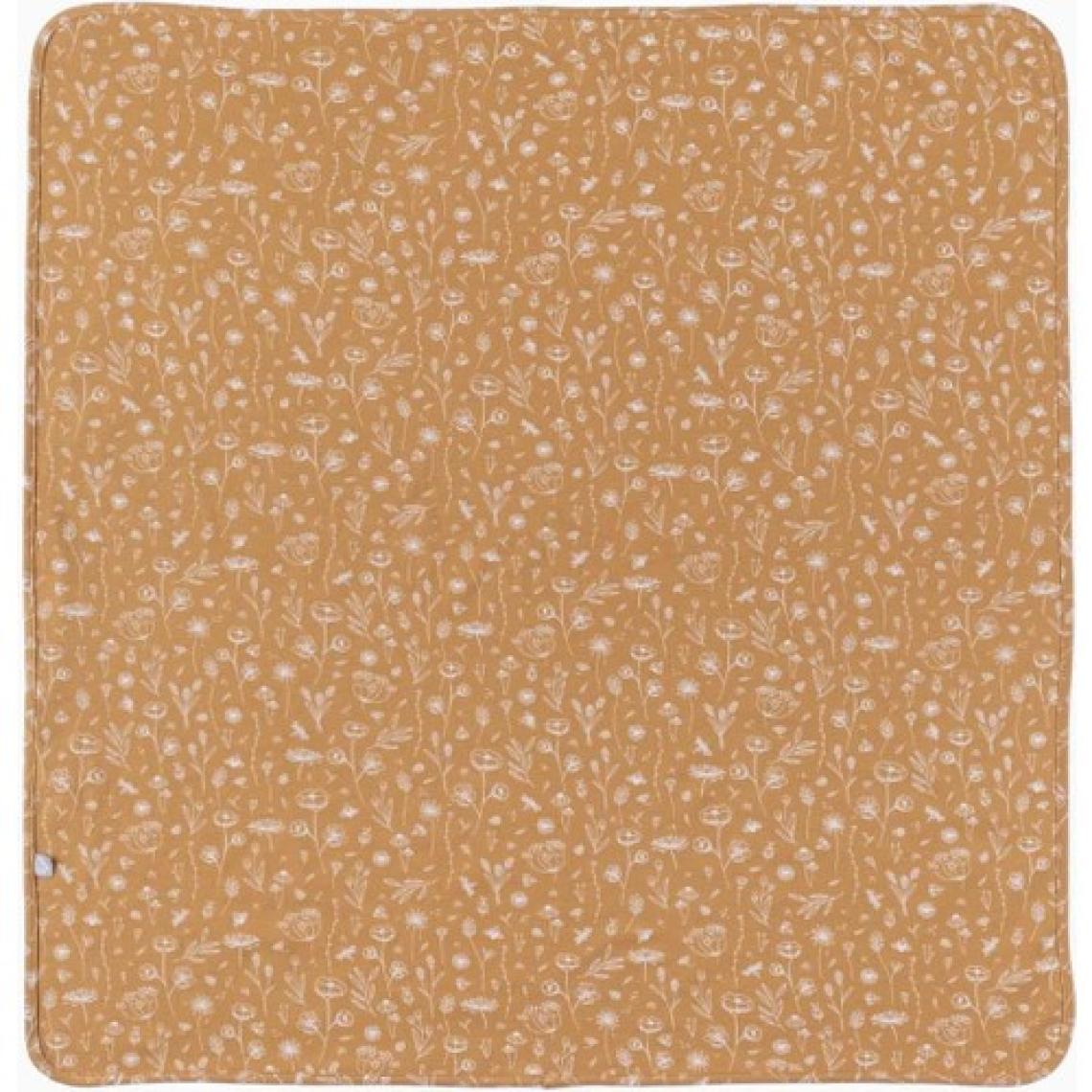 Boumini 80x80 cm %100 Pamuklu Çift Katlı Bebek Battaniyesi Bahar Çiçekli Hardal