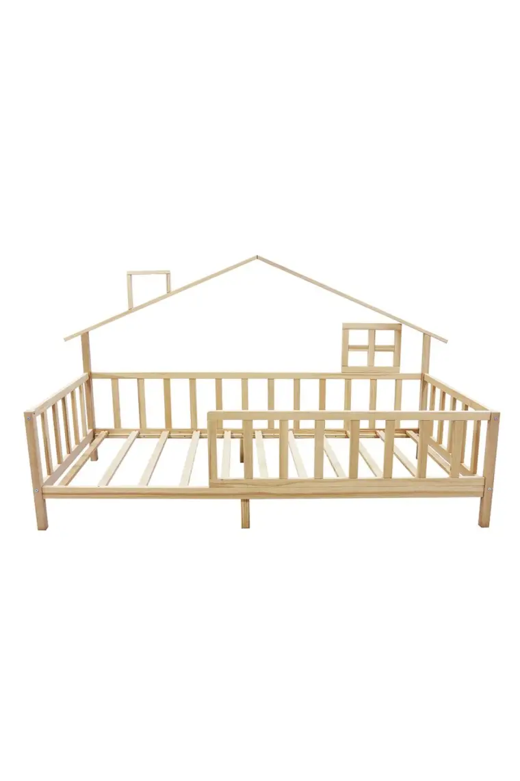 Kukka KFB621 Ahşap Çatılı Yer Yatağı – Iskandinav Tarzı Montessori Yatak, 90X200 cm