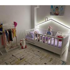 Baby Kinder Wh. Back Roofed Doğal Ahşap Yatak Montessori Bebek ve Çocuk Karyolası