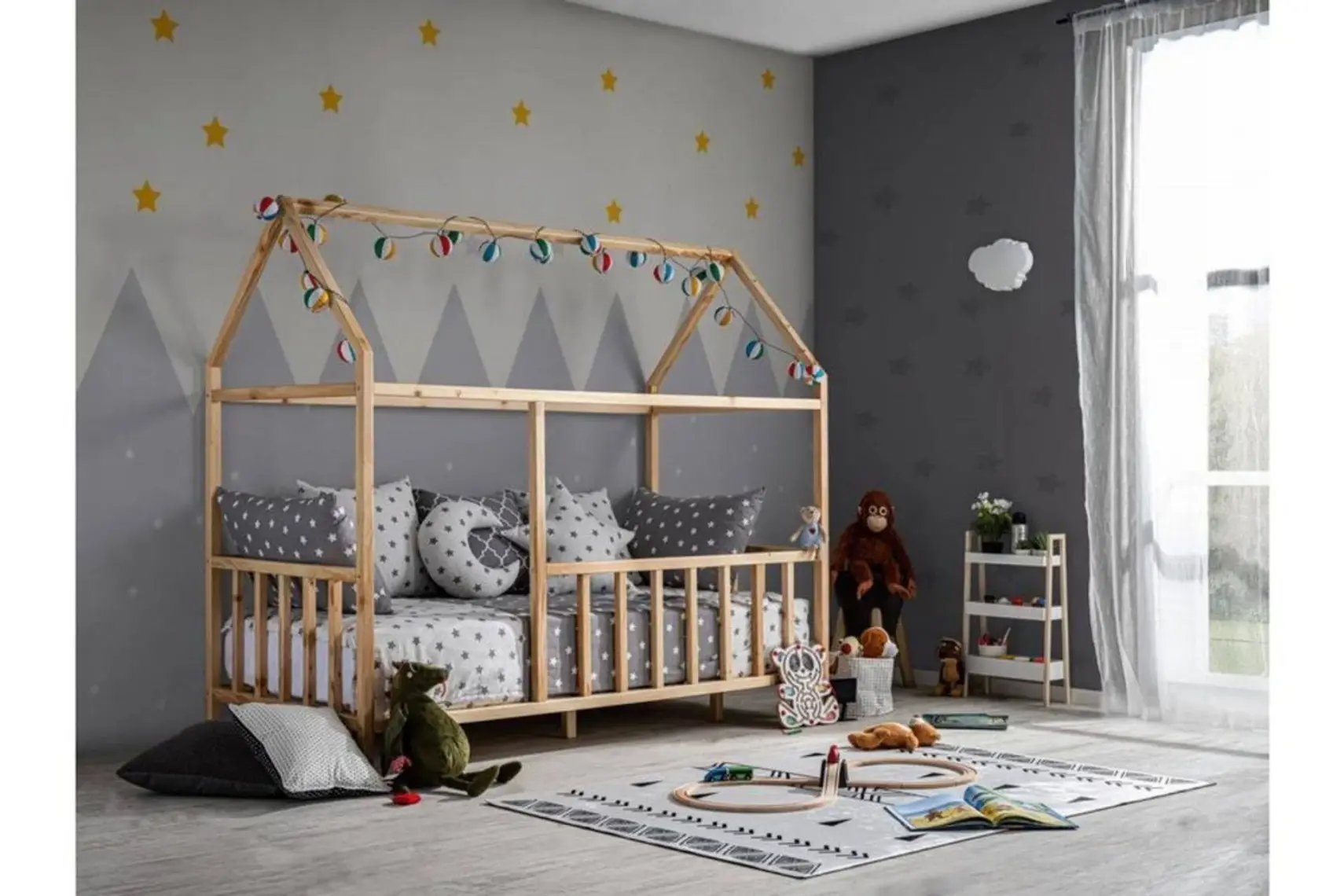 Köşk Mobilya Montessori Yatak Çatılı Model Ahşap Karyola