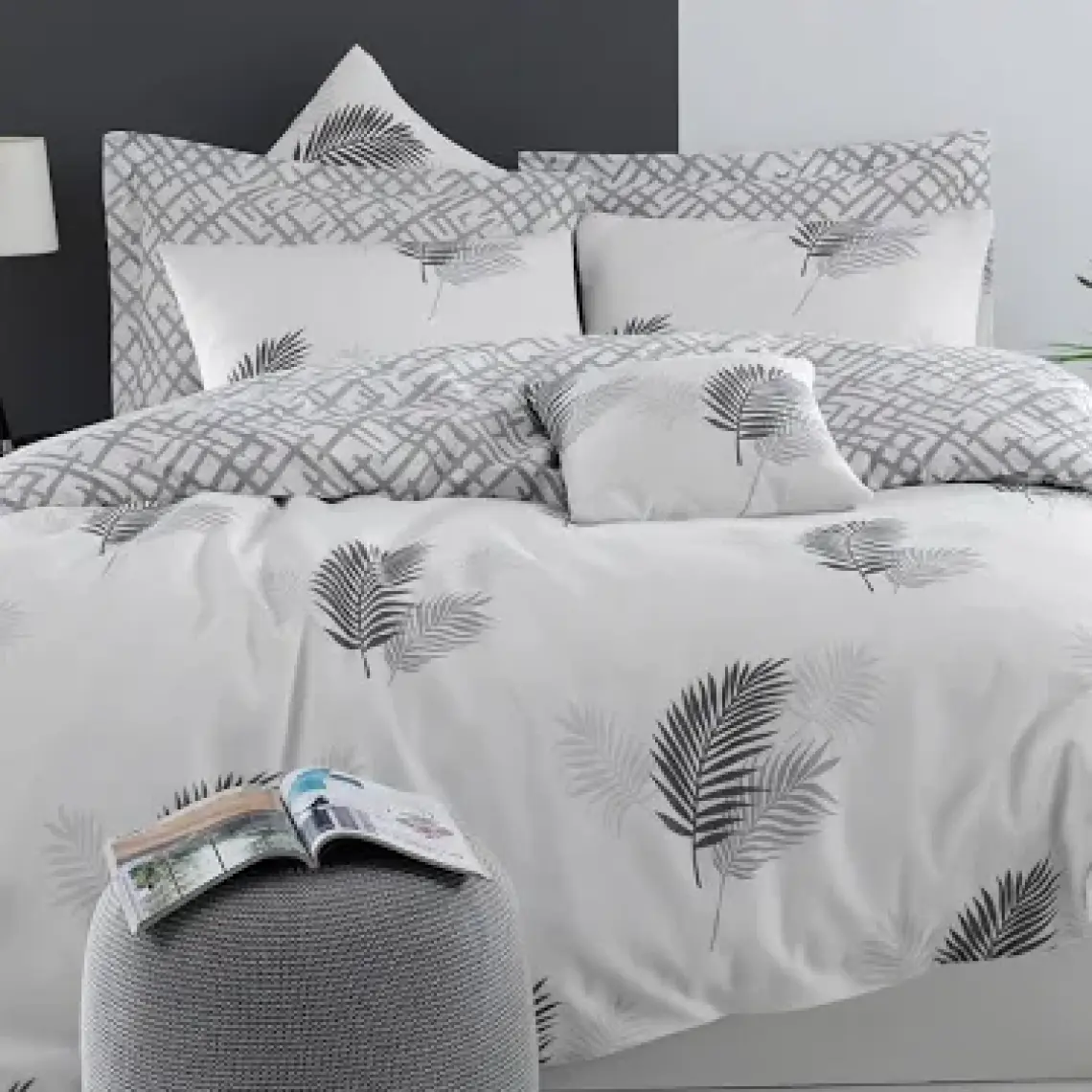Enlora Home Mature Nevresim Seti Çift Kişilik Palma Gri