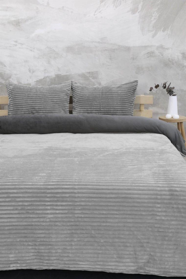 Merinos Fitilli Peluş Çift Kişilik Nevresim Takımı - Antrasit