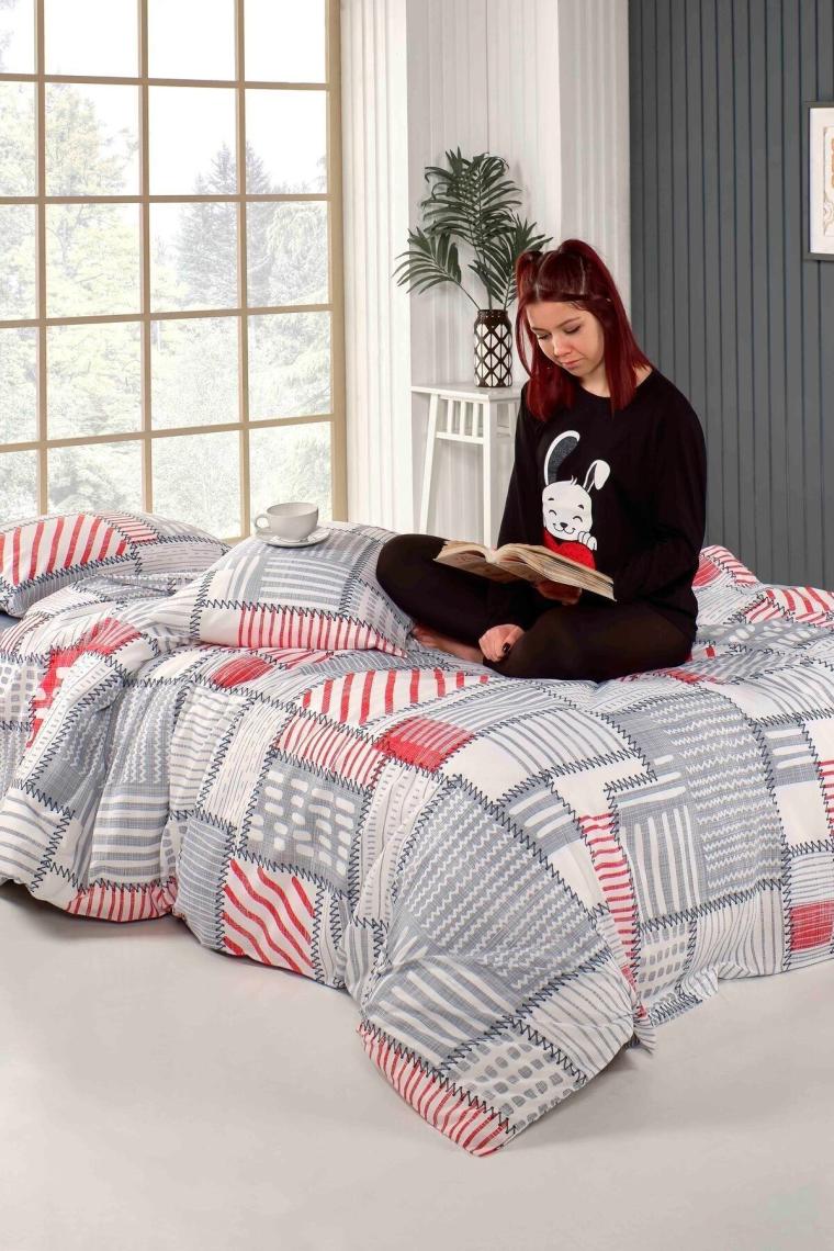 Tabu Home Patchwork Antrasit Gri Tek Kişilik Nevresim Takımı