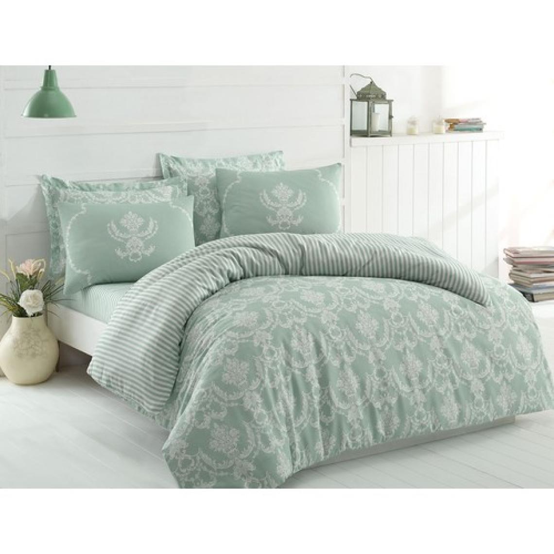 Enlora Home Kolay Ütülenir Nevresim Takımı Çift Kişilik Pure SuYeşili