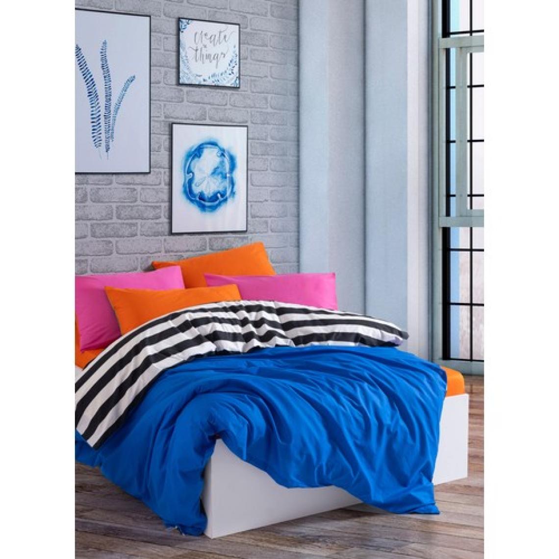 Cozy Home Popping Colors Çift Kişilik Lastikli Çarşaflı Nevresim Takımı Dusk Mavi