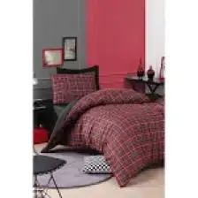 Enlora Home Kolay Ütülenir Nevresim Takımı Tek Kişilik İskoç Kırmızı