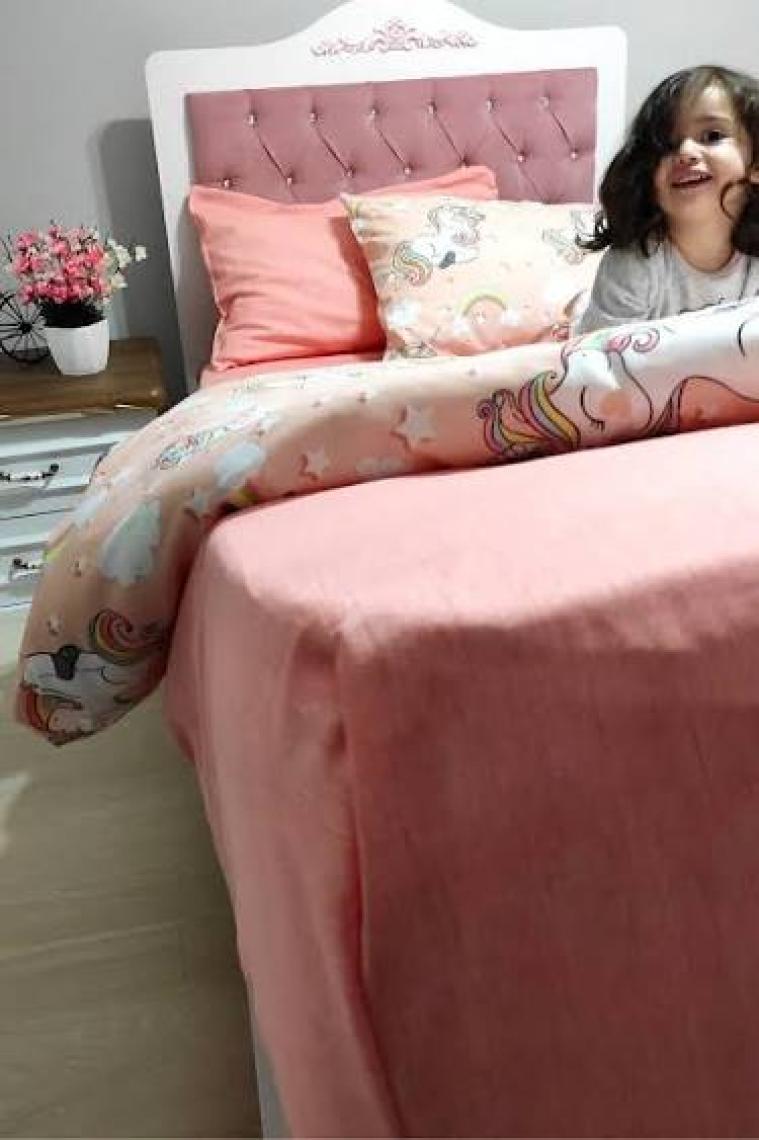 Candan Çeyiz Unicorn Lastikli Çarşaflı Tek Kişilik Nevresim Takımı