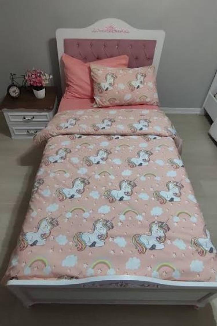 Candan Çeyiz Unicorn Lastikli Çarşaflı Tek Kişilik Nevresim Takımı