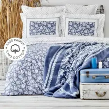 Karaca Home Celerina Mavi %100 Pamuk Çift Kişilik Fitted Nevresim Takımı