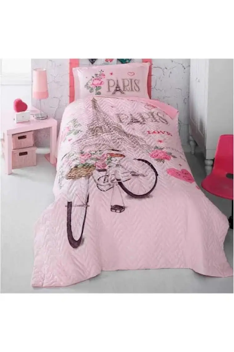 Clasy Paris Love Kapitoneli Hermevsim Set Tek Kişilik Pembe
