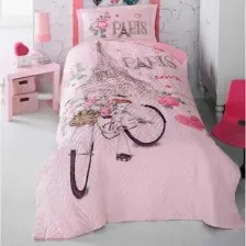 Clasy Paris Love Kapitoneli Hermevsim Set Tek Kişilik Pembe