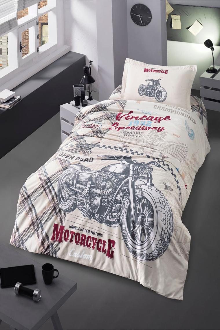 Nordqueen Ranforce  Pamuk Tek Kişilik Nevresim Seti Speedway V1 Bej