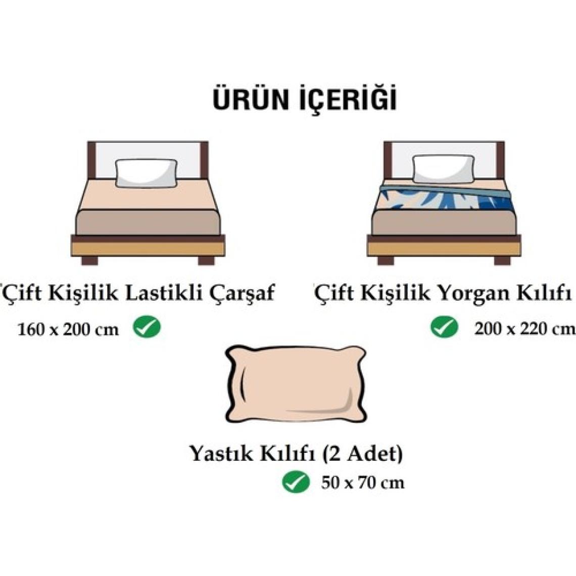 Ely Parker Kolay Ütü 160X200 Çift Kişilik Nevresim Takımı (Gri Lastikli Çarşaf+Yorgan Kılıfı+Y.k) Antrasit