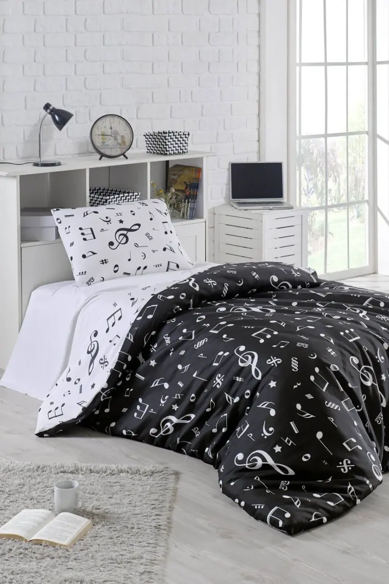 Eponj Home B&W Nevresim Takımı Tek Kişilik Melodiy